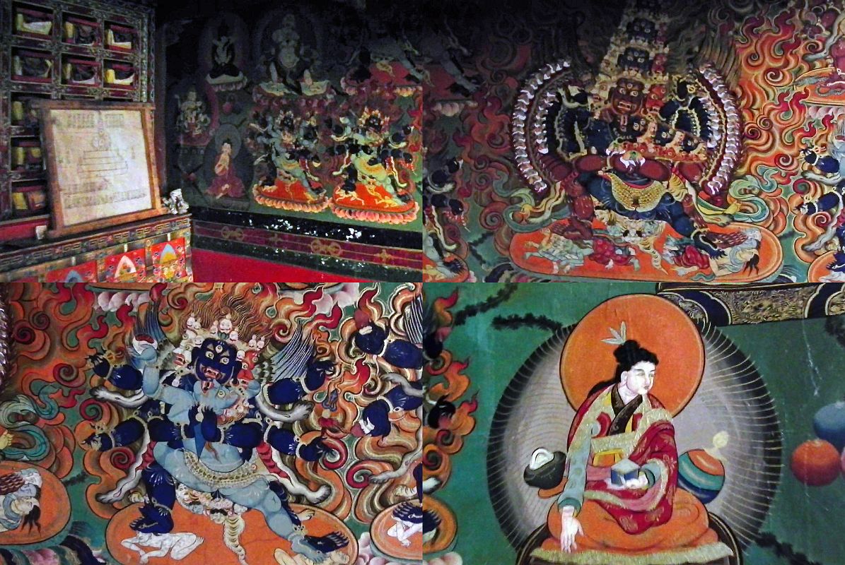 19 Rongbuk Monastery Main Chapel Buddhist Holy Books And Wall Paintings Mahottara Chemchok Heruka And Vajrakilaya Dorje Phurba